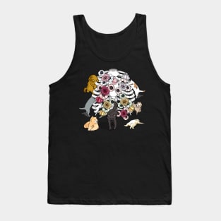 Gothic Cats Playing in Ribcage With Roses Tank Top